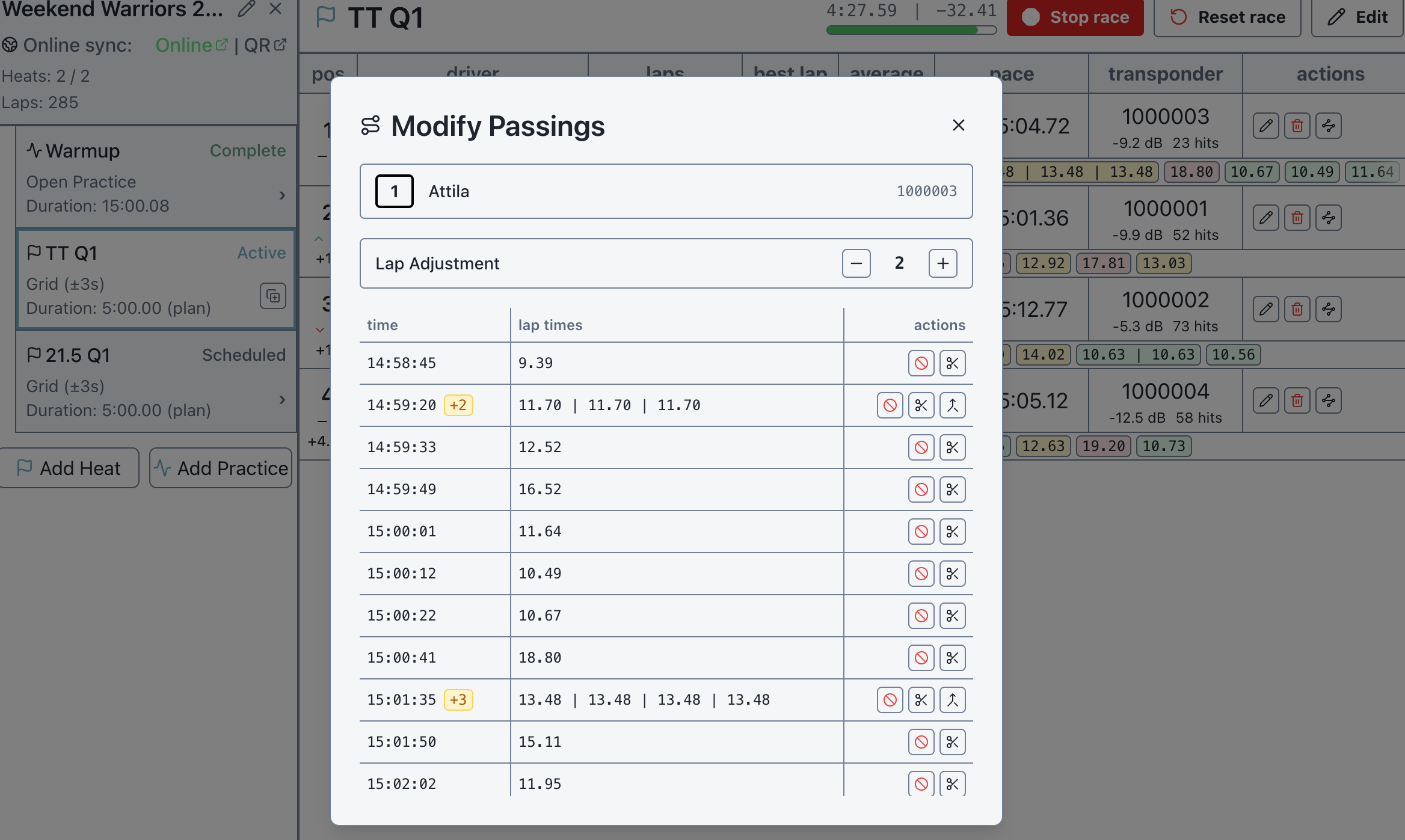 Passing management with split, merge, and reassign