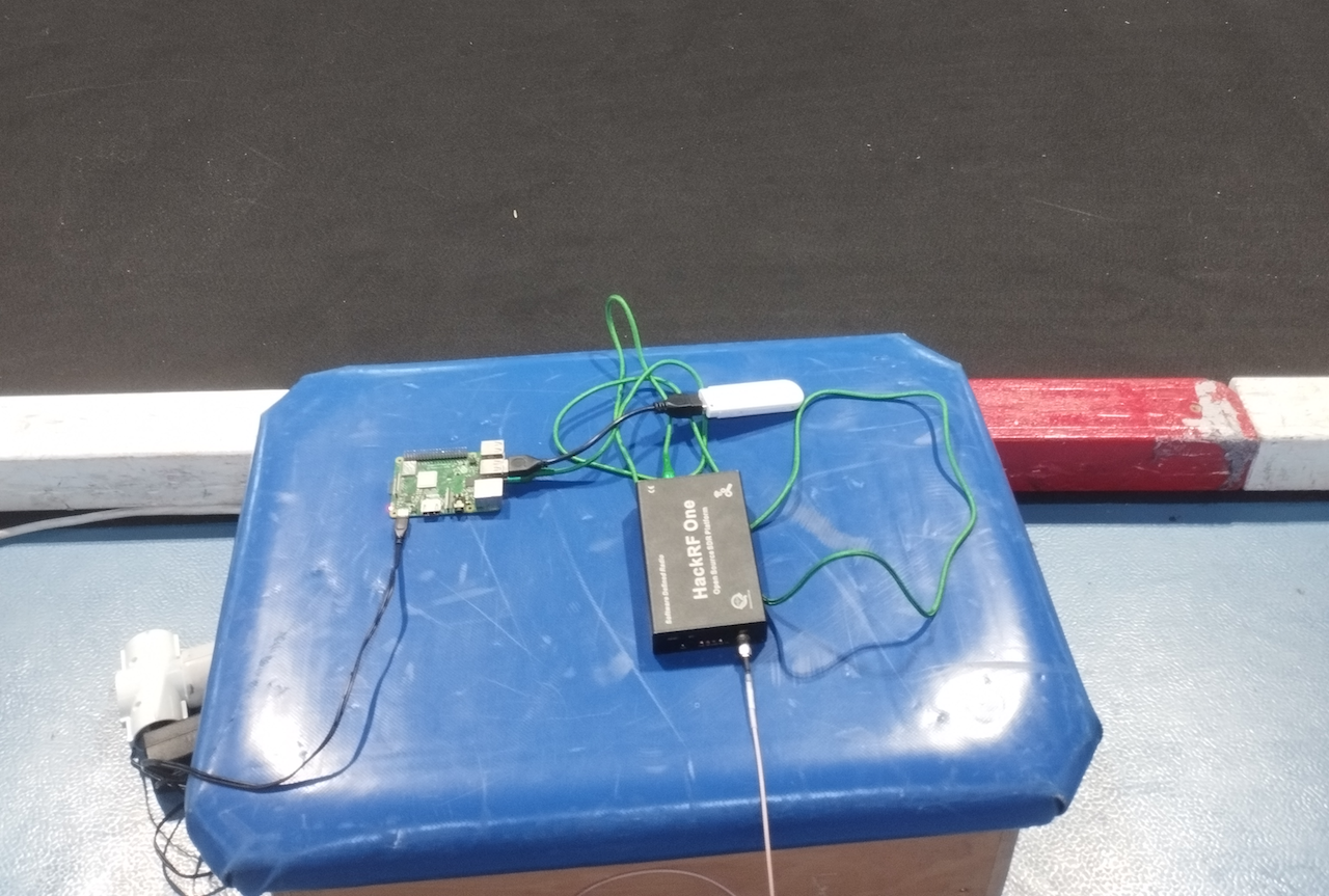 An OpenStint SDR decoder and antenna set up trackside